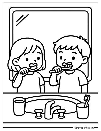 Brushing Teeth Coloring Page