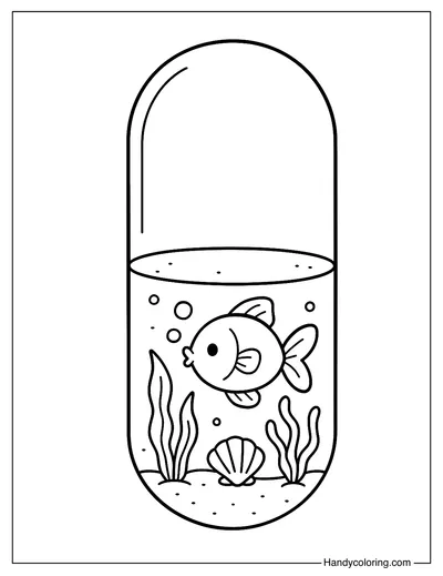 Bubble Fish Capsule Coloring Page