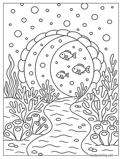 Bubble Tunnel Underwater Coloring Page