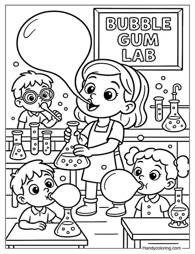 Bubblegum Science Lab Coloring Page