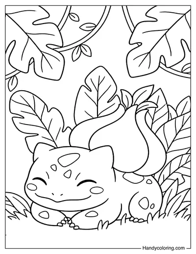 Bulbasaur Resting Among Leaves