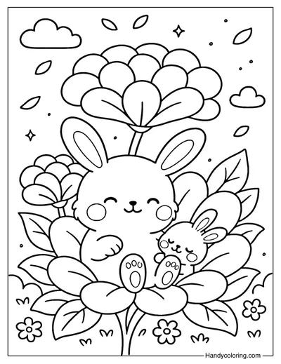 Bunny Blossom Coloring Page