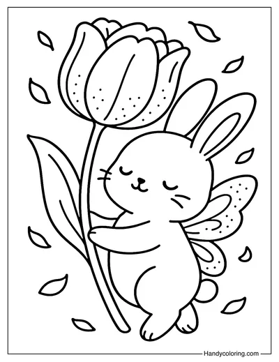 Bunny Blossom Fairy Coloring Page