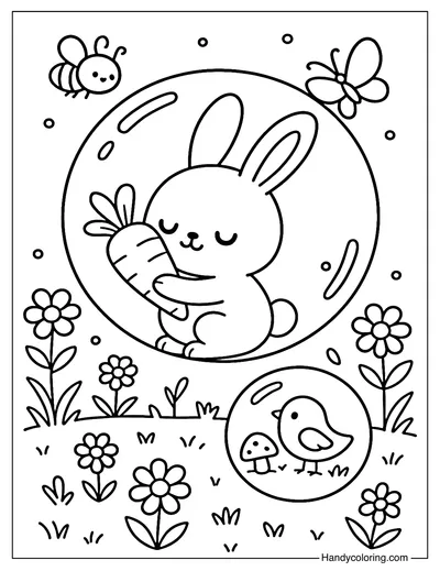 Bunny Bubble Coloring Page
