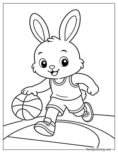 Bunny Dribbling a Basketball