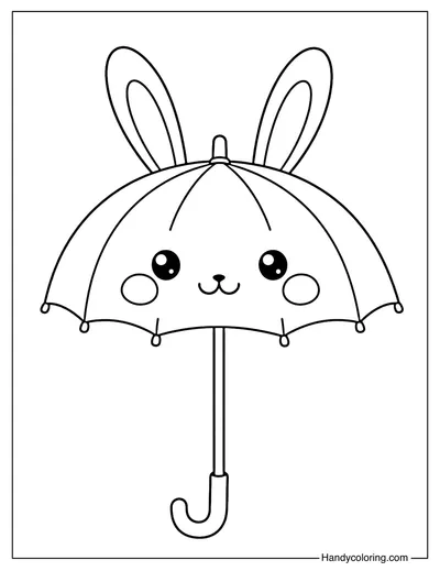 Bunny Ears Umbrella Coloring Page