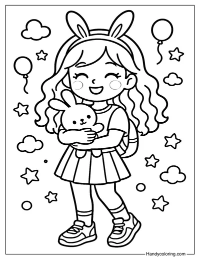 Bunny Girl Coloring Page