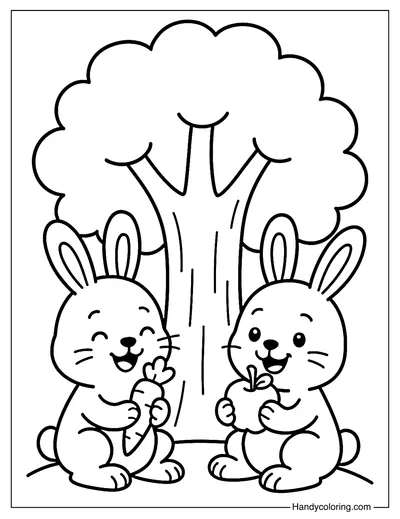 Bunny Picnic Coloring Page