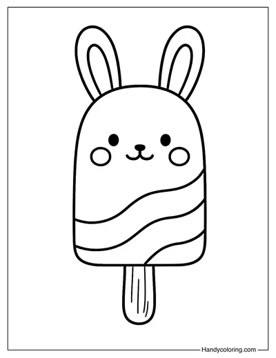 Bunny Shaped Popsicle Coloring Page