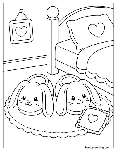 Bunny Slippers on Bedroom Rug