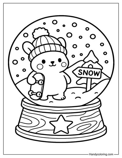 Bunny Snow Globe Coloring Page