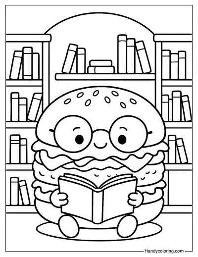Burger Books Coloring Page
