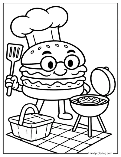 Burger Chef Coloring Page