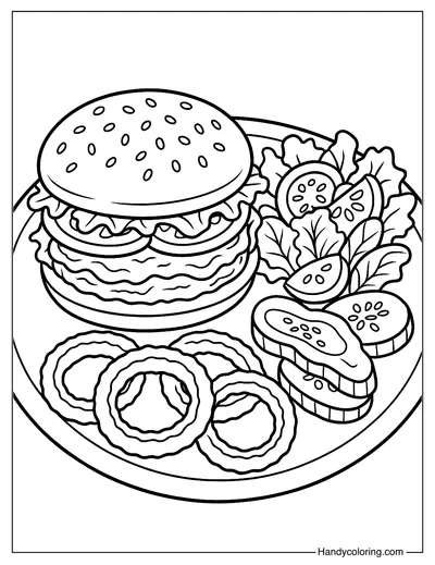 Burger Platter Coloring Page