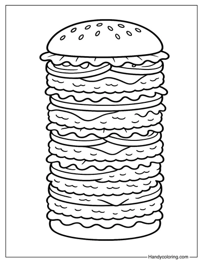 Burger Tower Coloring Page