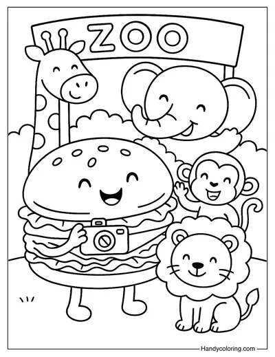 Burger Zoo Coloring Page