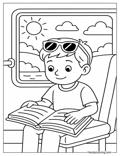 Bus Reading Trip Coloring Page