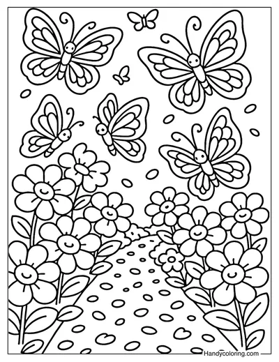 Butterfly Blossom Path Coloring Page