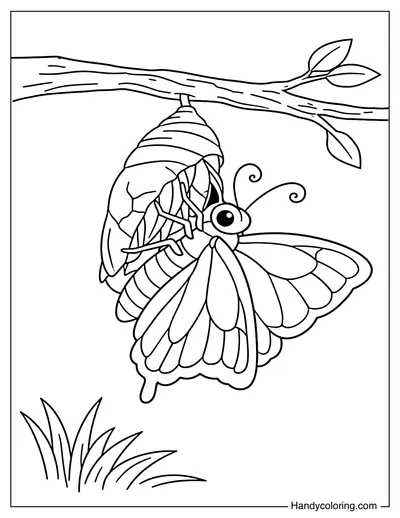 Butterfly Emerging from Chrysalis