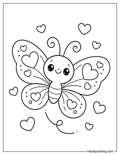 Butterfly Flying With Tiny Hearts
