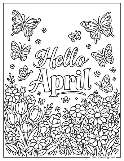 Butterfly Garden April Coloring Page