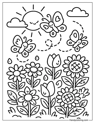Butterfly Garden Coloring Sheet