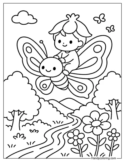 Butterfly Ride Coloring Page