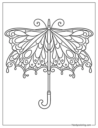 Butterfly Umbrella Coloring Page