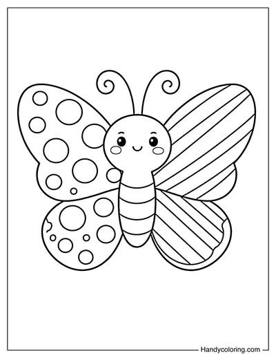 Butterfly with Polka Dots and Stripes