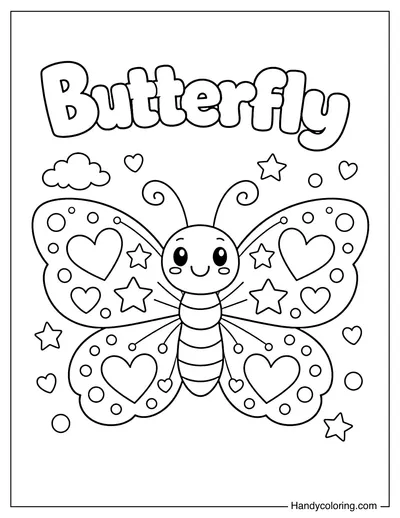 Butterfly with Stars and Hearts Pattern
