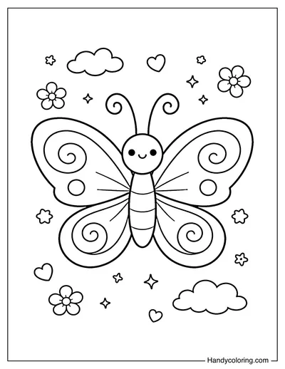Butterfly With Swirl Patterns On Wings