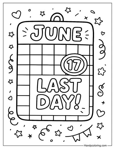 Calendar with Last Day Circled Coloring Page