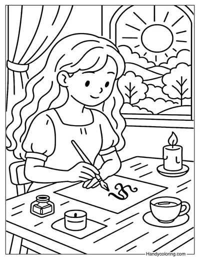 Calligraphy Calm Coloring Page