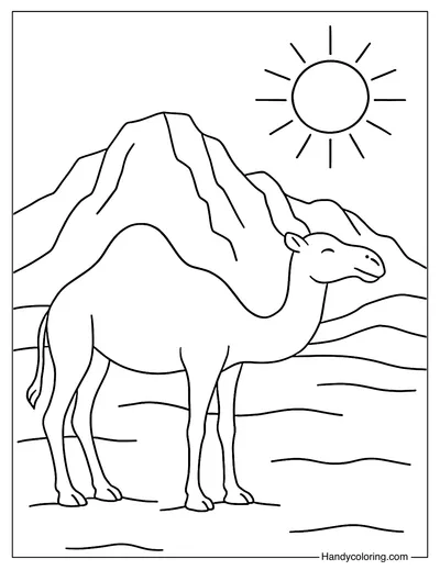 Camel in the Negev Desert Coloring Page