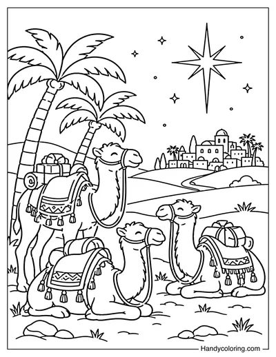 Camels Resting Under the Bethlehem Star