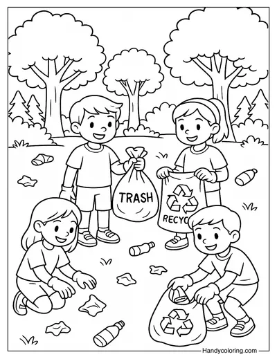 Camp Cleanup Crew Coloring Page