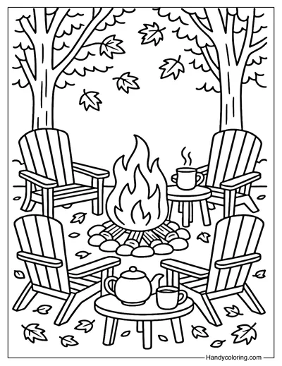 Campfire Evening Coloring Page