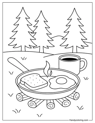 Camping Breakfast Scene Page