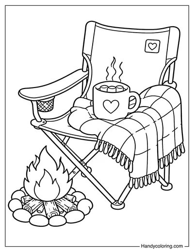 Camping Chair with Hot Cocoa