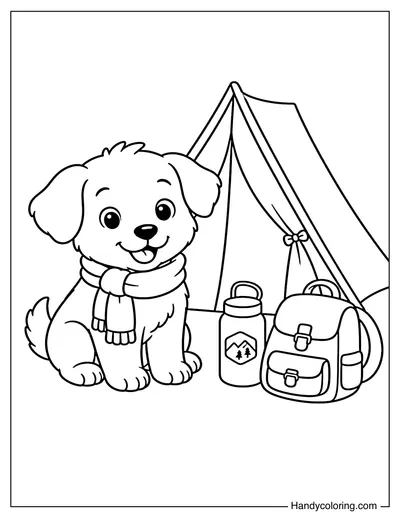 Camping Dog Beside Tent