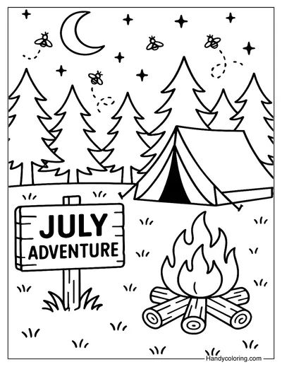 Camping In July Coloring Page