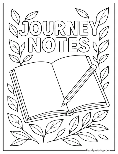 Camping Journal and Pencil Coloring Page
