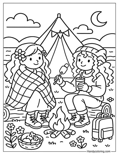 Camping Together Coloring Page