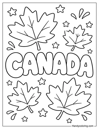Canada Bubble Letters with Maple Leaves