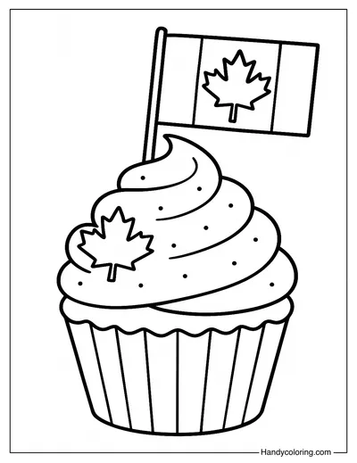 Canada Day Cupcake Coloring Page