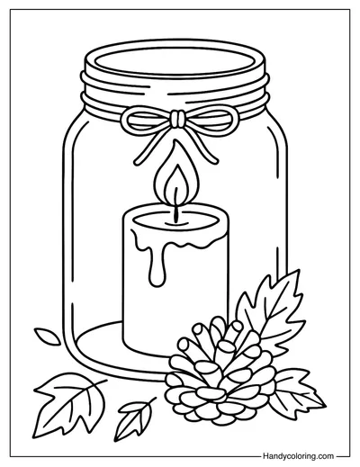 Candle and Pinecone Coloring Page