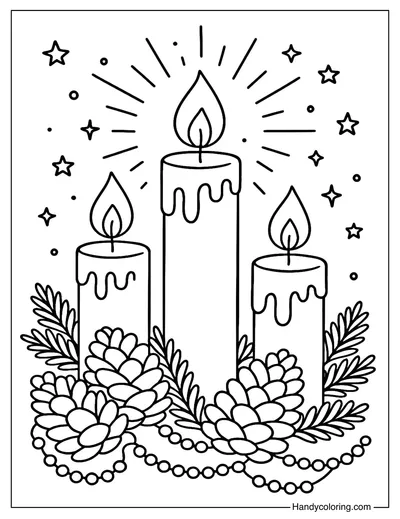 Candle Christmas Decorations Coloring Page