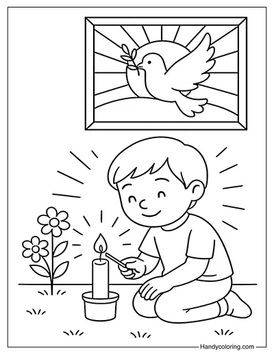 Candle for Peace Coloring Page