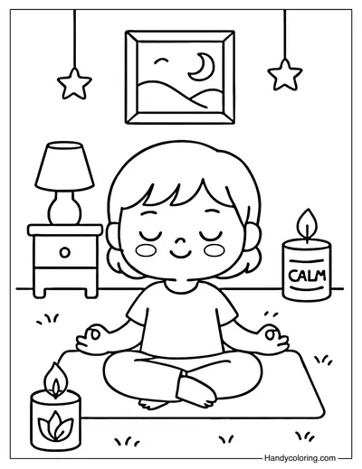 Candlelight Calm Coloring Page