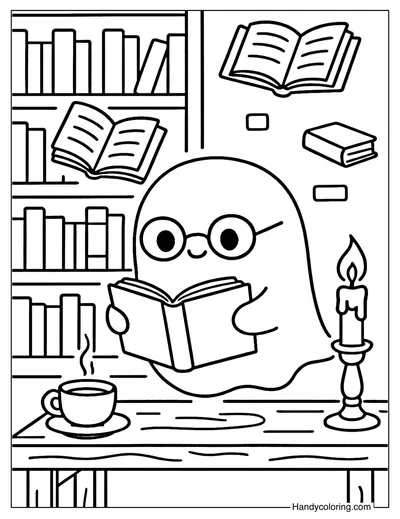 Candlelight Library Coloring Page
